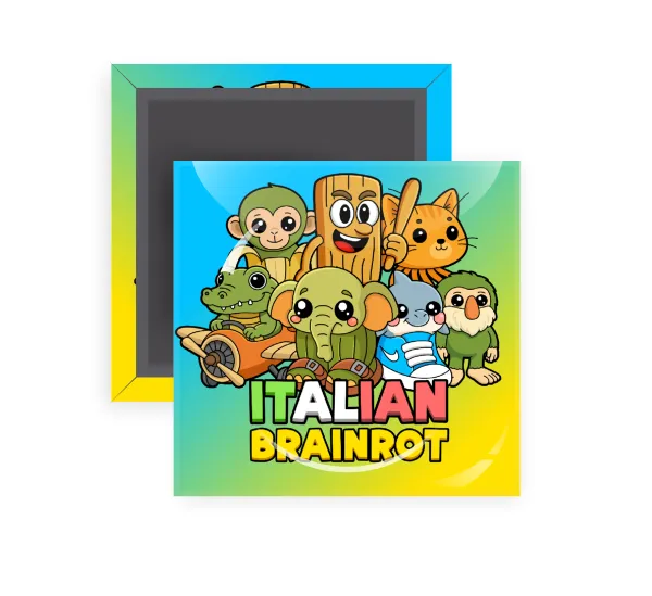 Italian Brainrot friends — Square fridge magnet, 5x5cm