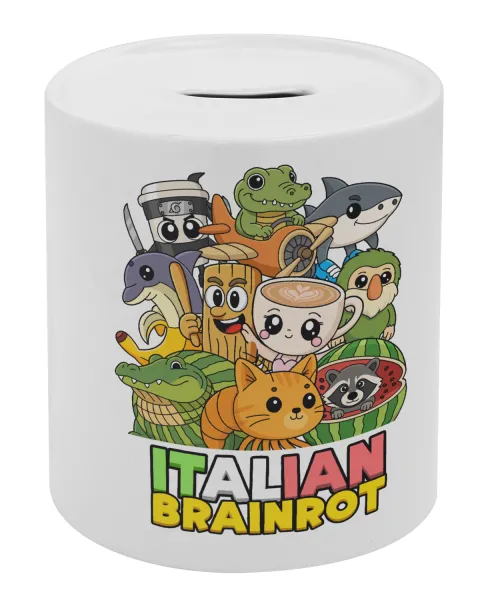 Italian Brainrot friends — Porcelain money box with stopper