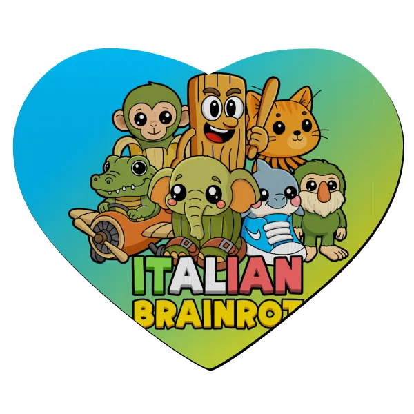 Italian Brainrot friends — Mousepad heart 23x20cm