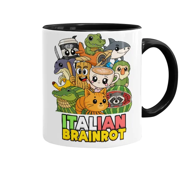 Italian Brainrot friends — Mug colored black, ceramic, 330ml