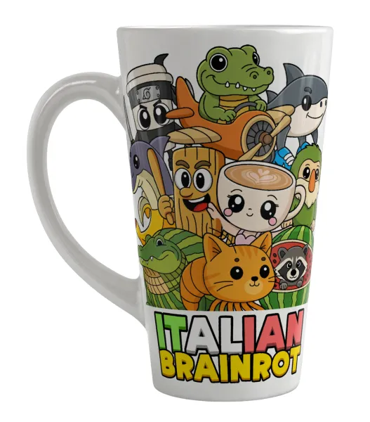 Italian Brainrot friends — Large tapered latte mug, ceramic, 450ml