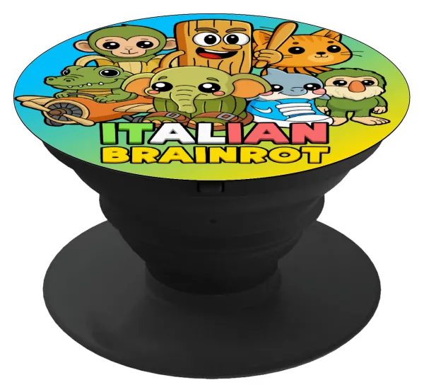Italian Brainrot friends — Phone Holders Stand  Black Hand-held Mobile Phone Holder