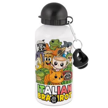 Italian Brainrot friends, Μεταλλικό παγούρι νερού, Λευκό, αλουμινίου 500ml