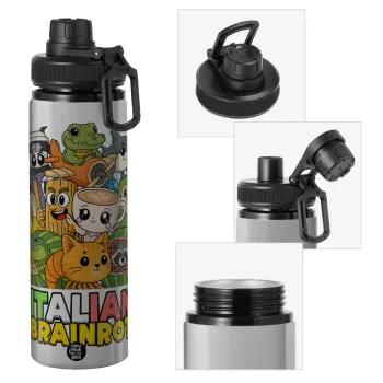 Italian Brainrot friends, Metallic water bottle with safety cap, 850ml aluminum
