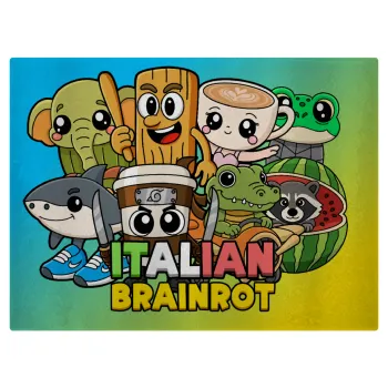 Italian Brainrot friends, Επιφάνεια κοπής γυάλινη (38x28cm)