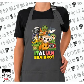 Italian Brainrot friends, Ποδιά μακριά Σεφ ολόσωμη με τσέπες GREY (ΕΝΗΛΙΚΩΝ)