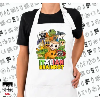 Italian Brainrot friends, Ποδιά μακριά Σεφ ολόσωμη με τσέπες white (ΕΝΗΛΙΚΩΝ)