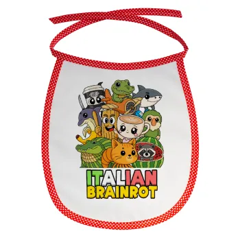 Italian Brainrot friends, Σαλιάρα μωρού αλέκιαστη με κορδόνι Κόκκινη