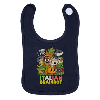 Italian Brainrot friends, Σαλιάρα με Σκρατς 100% Organic Cotton Μπλε (0-18 months)