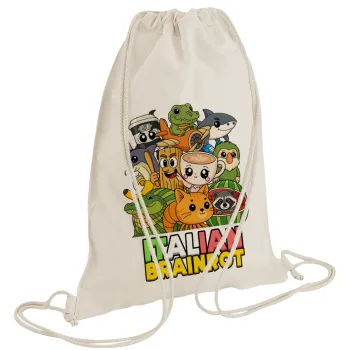 Italian Brainrot friends, Backpack bag GYMBAG natural (28x40cm)