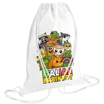 Italian Brainrot friends, Backpack pouch GYMBAG white (28x40cm)