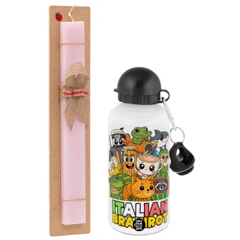 Italian Brainrot friends, Easter Set, metallic aluminum bottle (500ml) & aromatic flat Easter candle (30cm) (PINK)