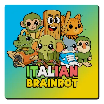 Italian Brainrot friends, Τετράγωνο μαγνητάκι ξύλινο 6x6cm
