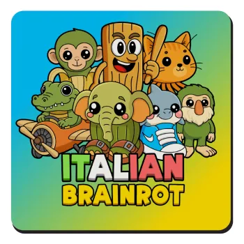 Italian Brainrot friends, Τετράγωνο μαγνητάκι ξύλινο 9x9cm