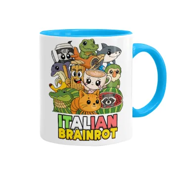 Italian Brainrot friends, Κούπα χρωματιστή γαλάζια, κεραμική, 330ml