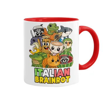 Italian Brainrot friends, Mug colored red, ceramic, 330ml