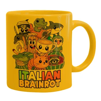 Italian Brainrot friends, Κούπα, κεραμική κίτρινη, 330ml