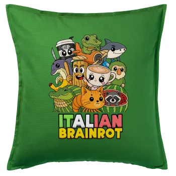 Italian Brainrot friends, Sofa cushion Green 50x50cm includes filling
