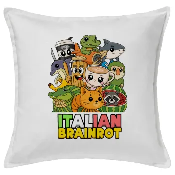 Italian Brainrot friends, Μαξιλάρι καναπέ ΛΕΥΚΟ 100% βαμβάκι, περιέχεται το γέμισμα (50x50cm)