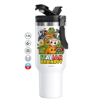 Italian Brainrot friends, Mega Stainless steel Tumbler with lid, double wall 1,2L