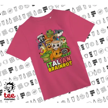 Italian Brainrot friends, ΡΟΖ παιδικό T-Shirt από 100% βαμβάκι, για κάθε μέρα. Vegan & OEKO-TEX πιστοποιημένο.