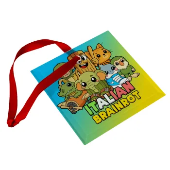 Italian Brainrot friends, Στολίδι Χριστουγεννιάτικο στολίδι γυάλινο τετράγωνο 9x9cm