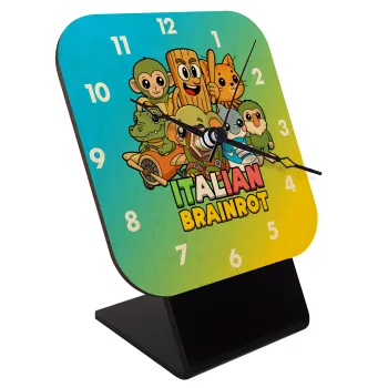 Italian Brainrot friends, Quartz Table clock in natural wood (10cm)