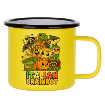 Italian Brainrot friends, Κούπα Μεταλλική εμαγιέ ΜΑΤ Κίτρινη 360ml