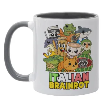 Italian Brainrot friends, Κούπα χρωματιστή γκρι, κεραμική, 330ml