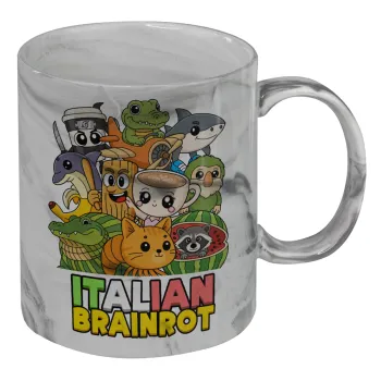 Italian Brainrot friends, Mug ceramic marble style, 330ml