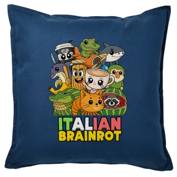 Italian Brainrot friends, Sofa cushion Blue 50x50cm includes filling