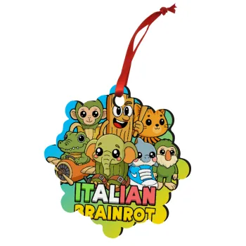 Italian Brainrot friends, Christmas ornament snowflake wooden 7.5cm