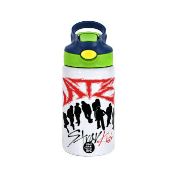 Stray Kids Boy band, Children's hot water bottle, stainless steel, with safety straw, green, blue (350ml)