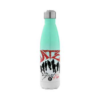 Stray Kids Boy band, Μεταλλικό παγούρι θερμός Πράσινο/Λευκό (Stainless steel), διπλού τοιχώματος, 500ml