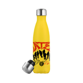 Stray Kids Boy band, Yellow Stainless Steel Metallic Thermos, double-walled, 500ml