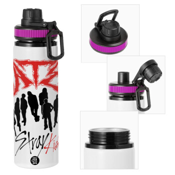 Stray Kids Boy band, Metallic water bottle with safety lid, 850ml aluminum