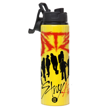 Stray Kids Boy band, Metallic water bottle with safety lid, 850ml aluminum