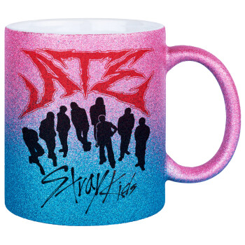 Stray Kids Boy band, Κούπα Χρυσή/Μπλε Glitter, κεραμική, 330ml