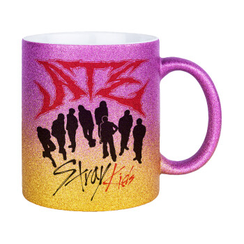 Stray Kids Boy band, Κούπα Χρυσή/Ροζ Glitter, κεραμική, 330ml