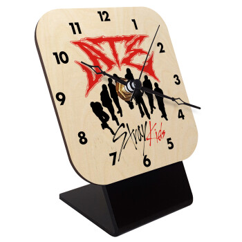 Stray Kids Boy band, Quartz Table clock in natural wood (10cm)