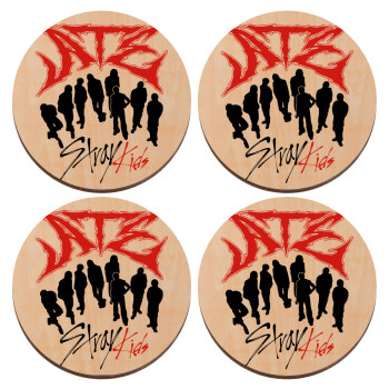 Stray Kids Boy band, ΣΕΤ x4 Σουβέρ ξύλινα στρογγυλά plywood (9cm)