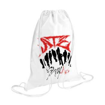 Stray Kids Boy band, Τσάντα πλάτης πουγκί GYMBAG λευκή (28x40cm)