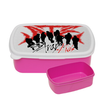 Stray Kids Boy band, ΡΟΖ παιδικό δοχείο φαγητού (lunchbox) πλαστικό (BPA-FREE) Lunch Βox M18 x Π13 x Υ6cm
