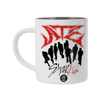 Stray Kids Boy band, Λευκή Ανοξείδωτη Μεταλλική Κούπα 450ml - Διπλού Τοιχώματος 