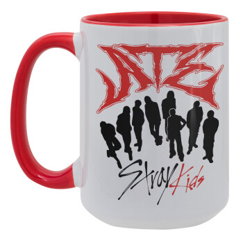 Stray Kids Boy band, Κούπα Mega 15oz, κεραμική Κόκκινη, 450ml