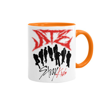 Stray Kids Boy band, Κούπα χρωματιστή πορτοκαλί, κεραμική, 330ml