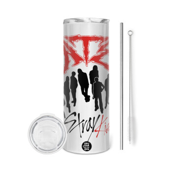 Stray Kids Boy band, Tumbler stainless steel 600ml, with metal straw & cleaning brush