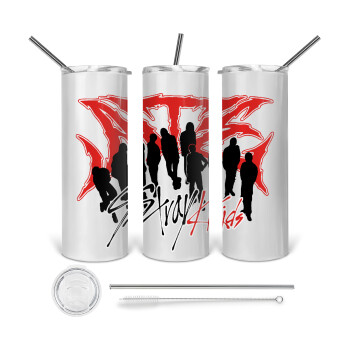 Stray Kids Boy band, Tumbler stainless steel 600ml, with metal straw & cleaning brush
