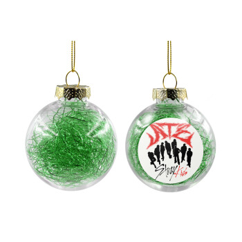 Stray Kids Boy band, Transparent Christmas tree ball ornament with green filling 8cm