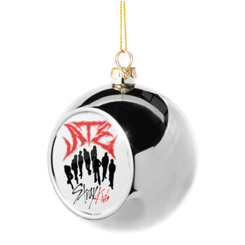 Stray Kids Boy band, Silver 8cm Christmas tree ball ornament